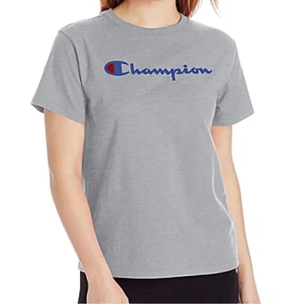Champion Girl’s Oxford Gray Logo Crewneck Short Sleeve Tee Large